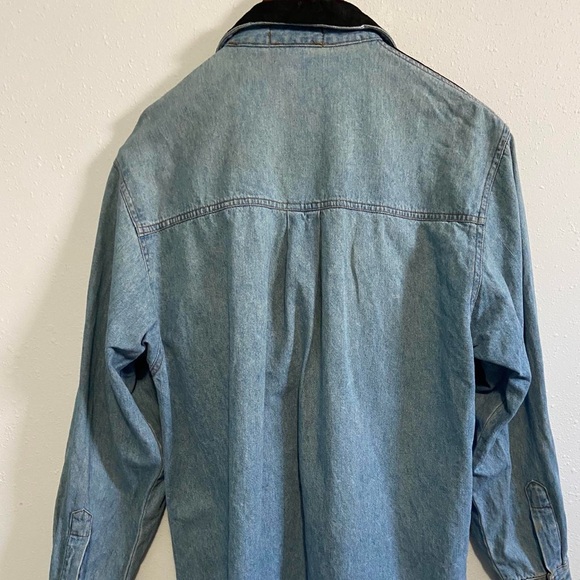 Vintage Western Denim Suede Metal Detailed Long Sleeve Button-Down Shirt - Picture 8 of 8